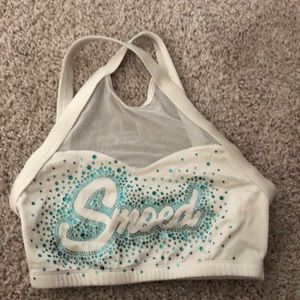 SMOED white open back sports bra top